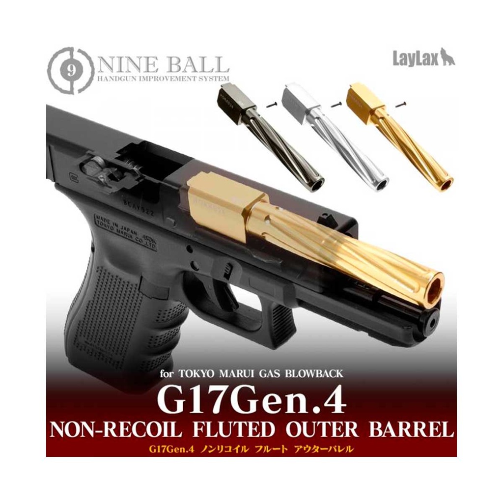 CAÑON EXTERNO ESTRIADO LAYLAX/NINE BALL NON RECOIL GLOCK 17 GEN.4 PLATA