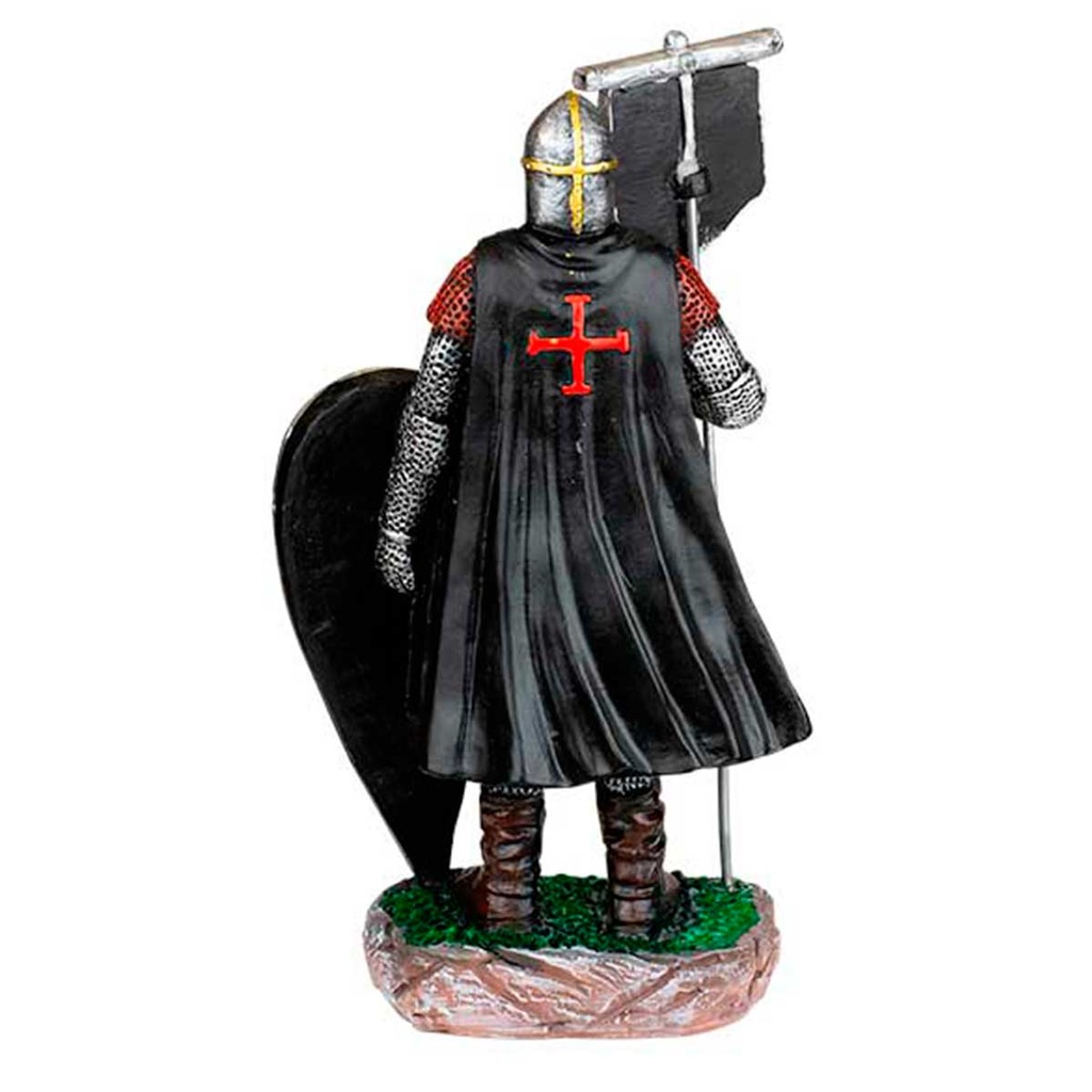 FIGURA TEMPLARI0 BANDERA Y ESCUDO 8 CM NEGRA