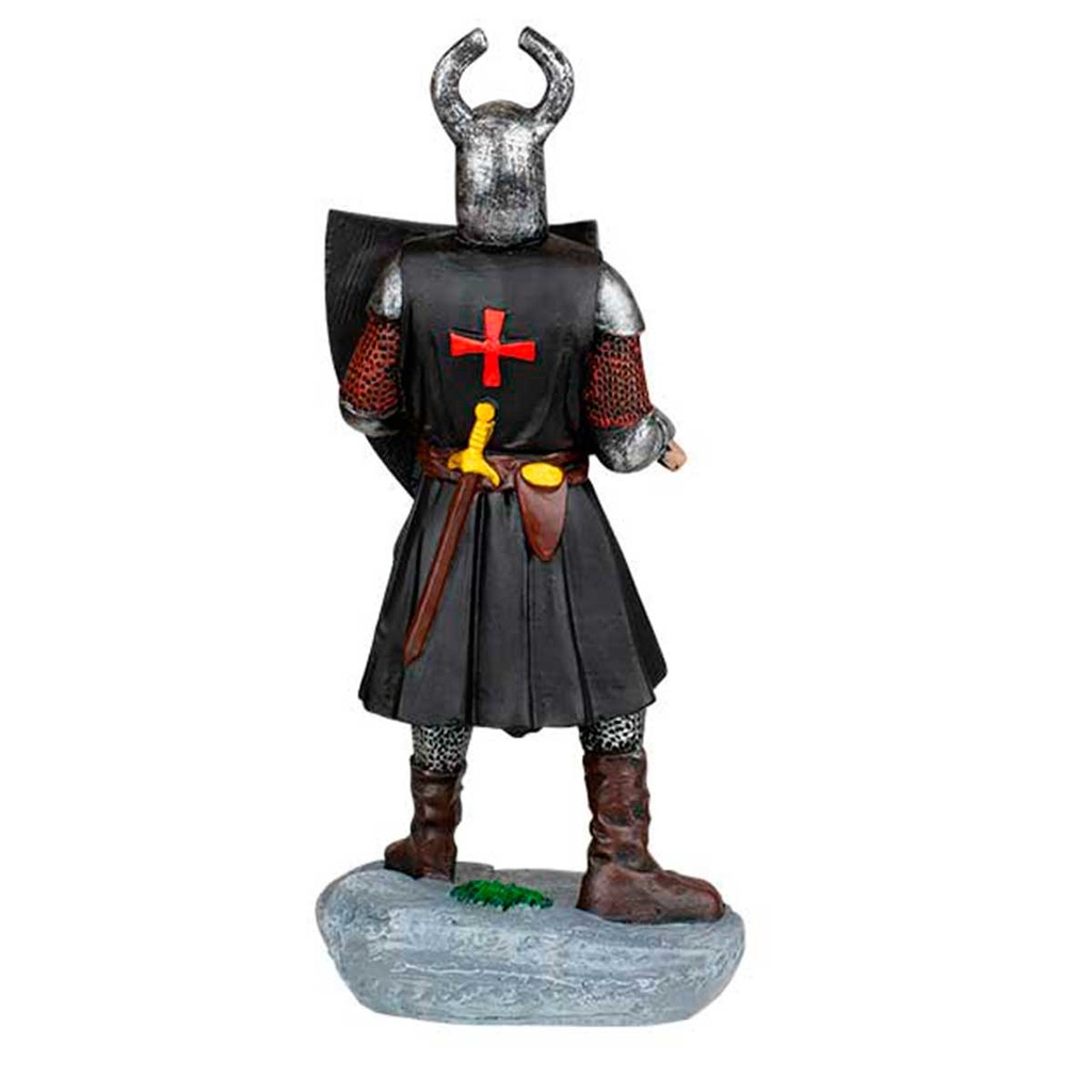 FIGURA TEMPLARI0 MAZA Y ESCUDO 18 CM NEGRA