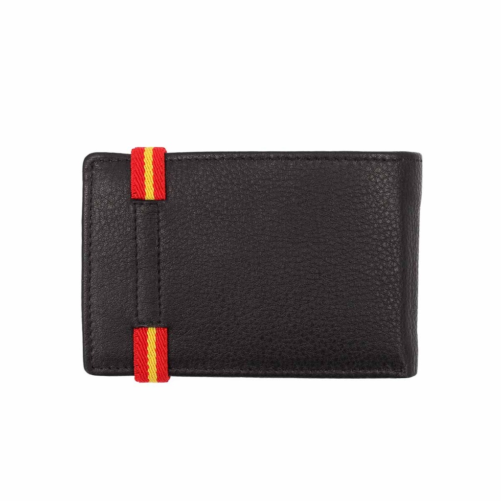 CARTERA PIEL BANDA ESPAÑA ELASTICA LATERAL NEGRA