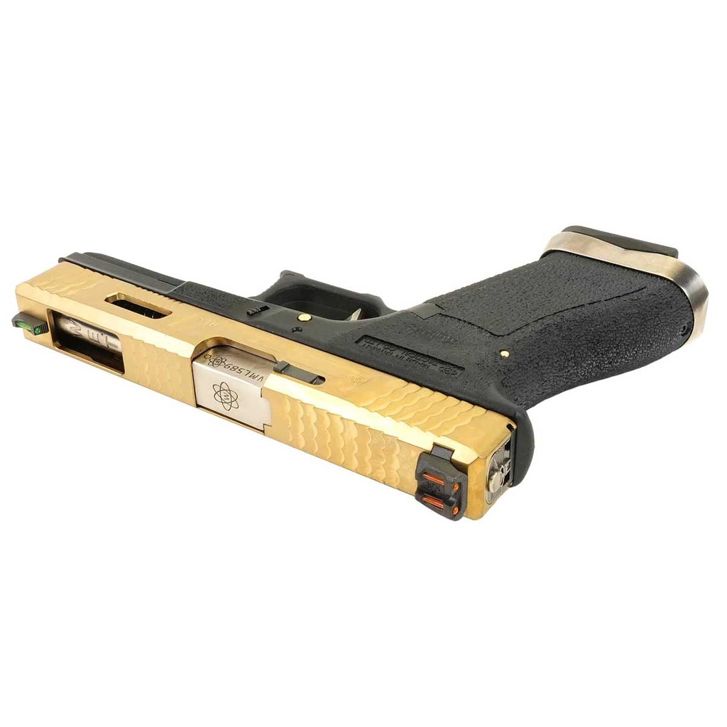 PISTOLA WE G17 CUSTOM-TG FULL METAL NEGRA-DORADA