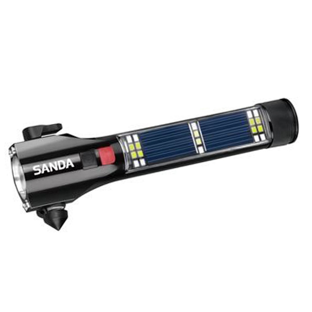 LINTERNA SANDA CON PANEL SOLAR NEGRA