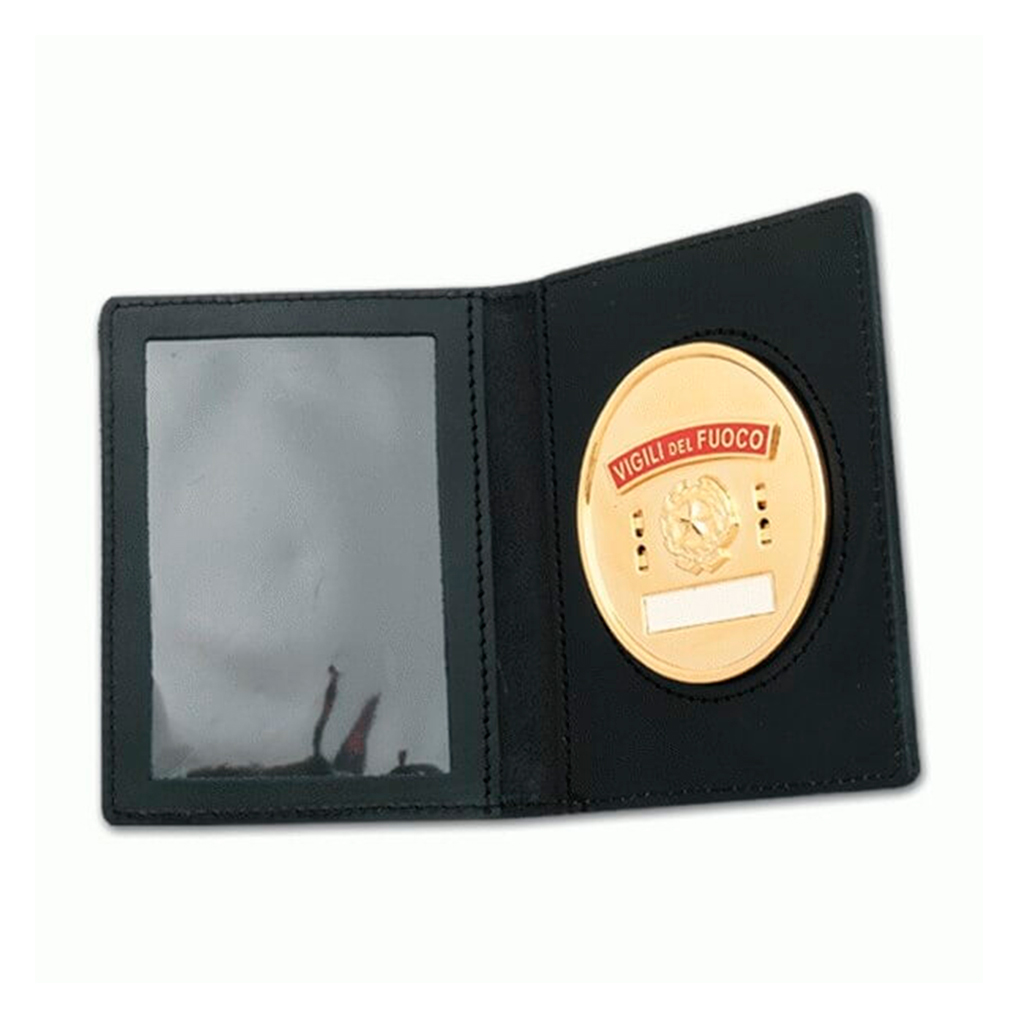 CARTERA PIEL PORTAPLACA REDONDA NEGRA