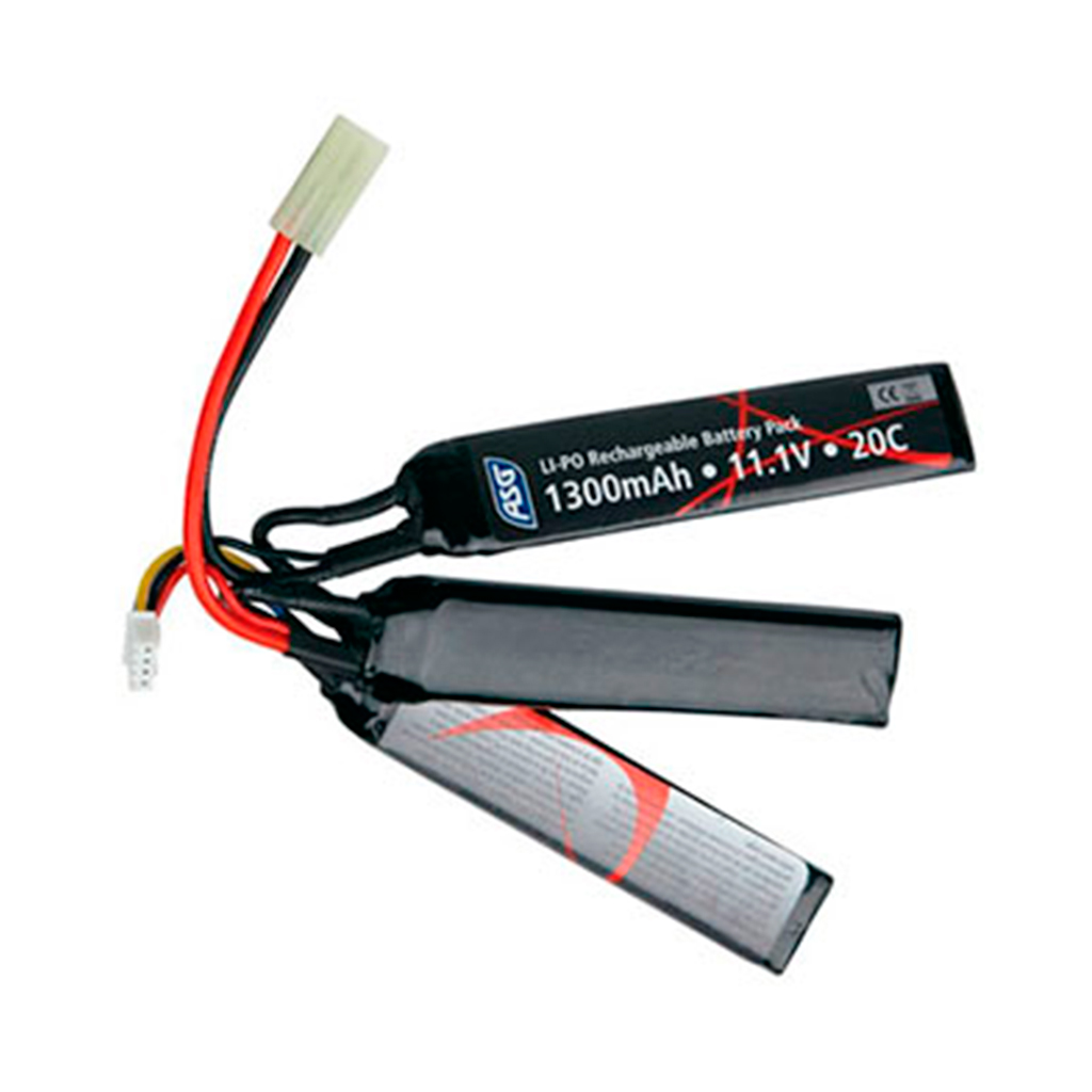 BATERIA LIPO ASG 11.1V 1300MAH 25C 3STICK NEGRA