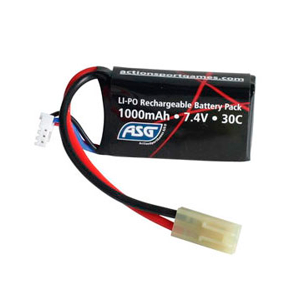 BATERIA LIPO ASG 7.4V 1000MAH 30C 1STICK NEGRA