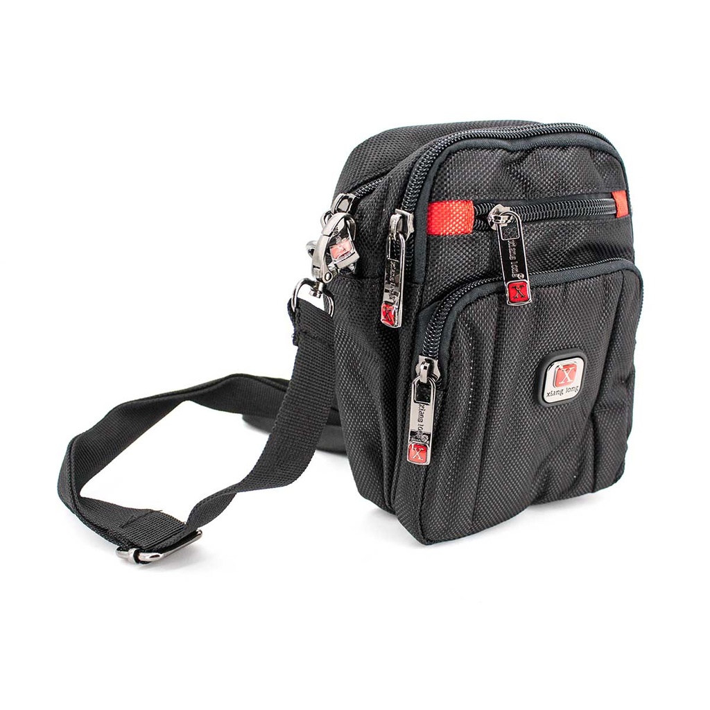 BOLSITO X CORDURA 4 CREMALLERAS NEGRO-ROJO
