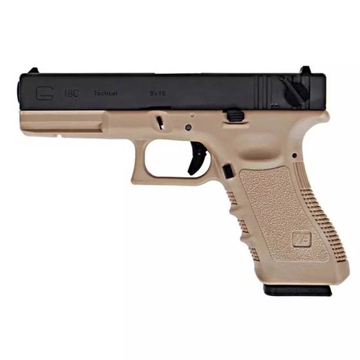 [WE-G002B-TAN] PISTOLA WE G18 V4 FULL METAL TAN-NEGRO