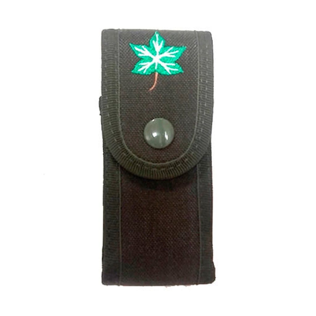 FUNDA NAVAJA PIELCU BORDADA HOJA VERDE