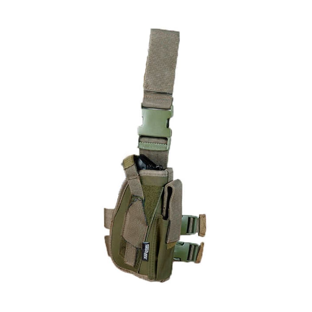 FUNDA PISTOLA PIERNA TACTICA M12 VERDE