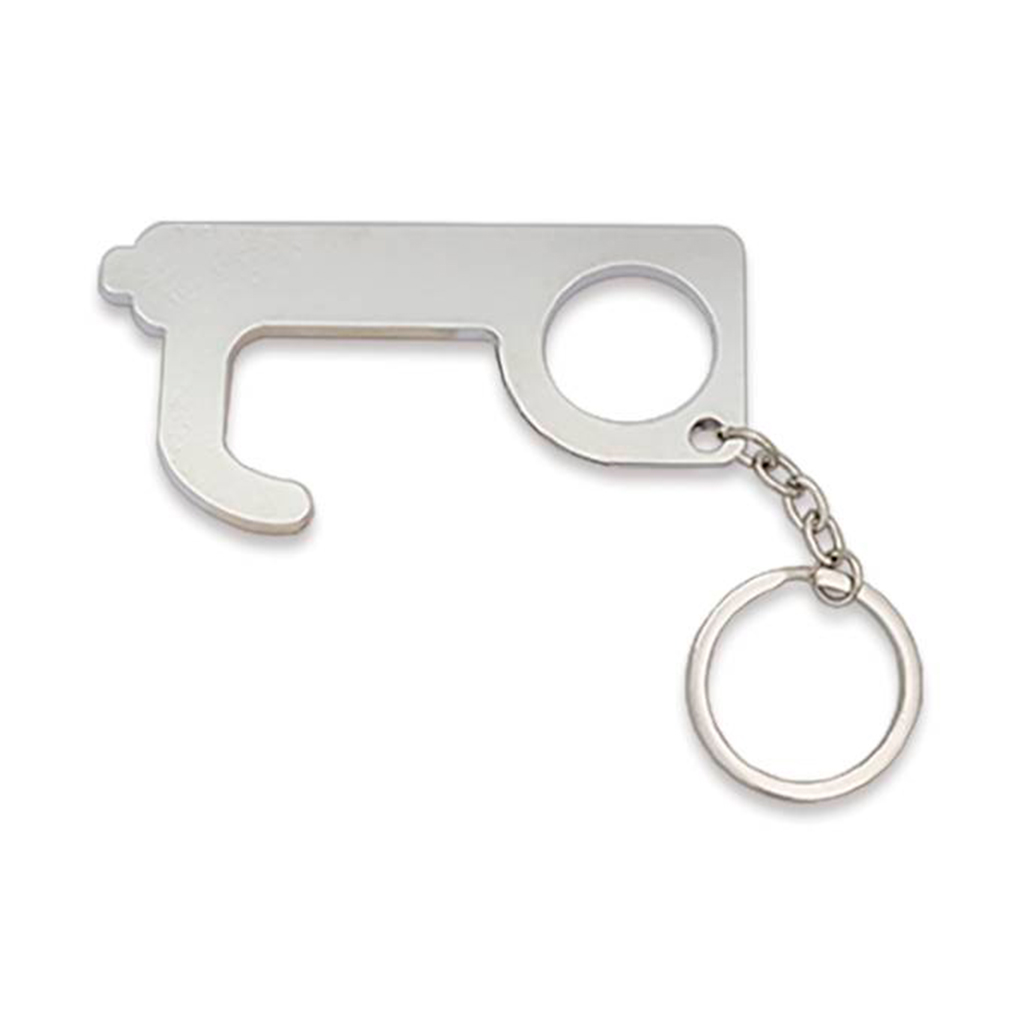 LLAVERO EMPUJADOR ANTICOVID PLATA