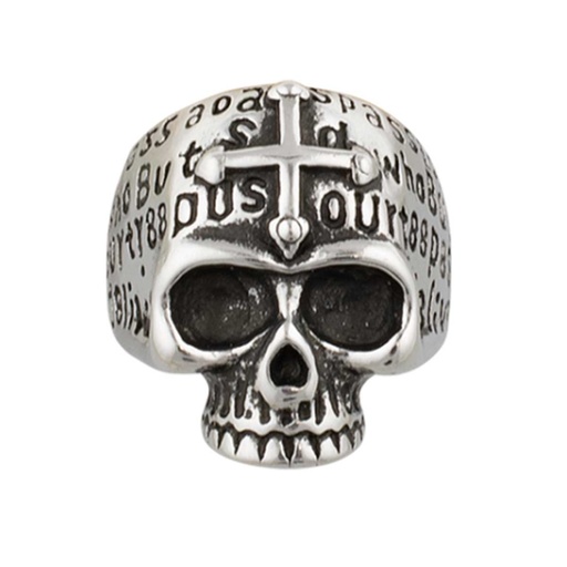 [09984-20] ANILLO CALAVERA CRUZ PLATA-NEGRO (20)