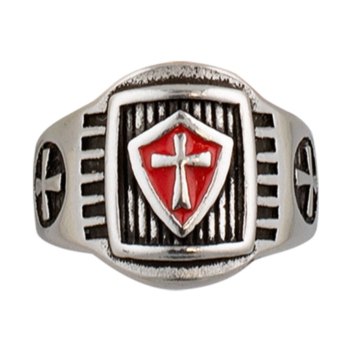 [09981-20] ANILLO TEMPLARIO CRUZ NEGRO-ROJO (20)