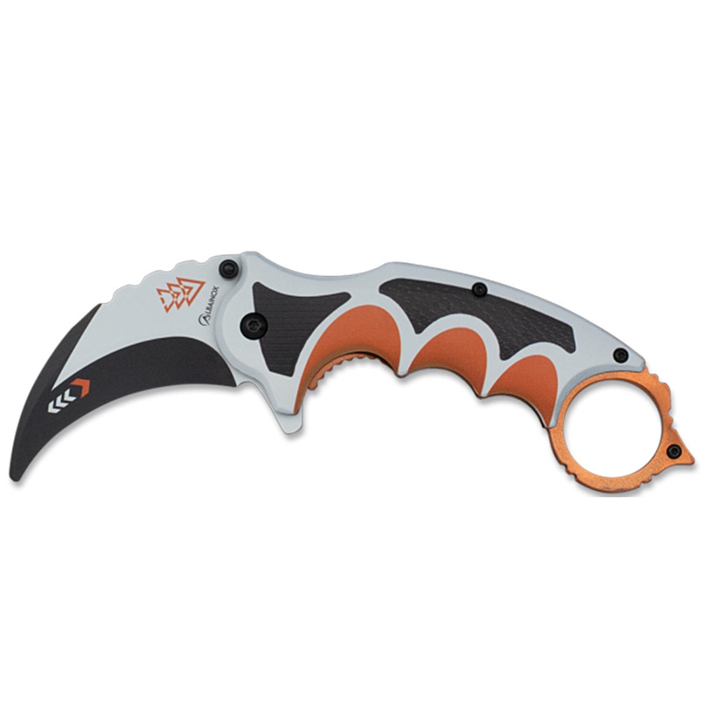 NAVAJA ALBAINOX KARAMBIT ENTRENAMIENTO BLANCO NARANJA