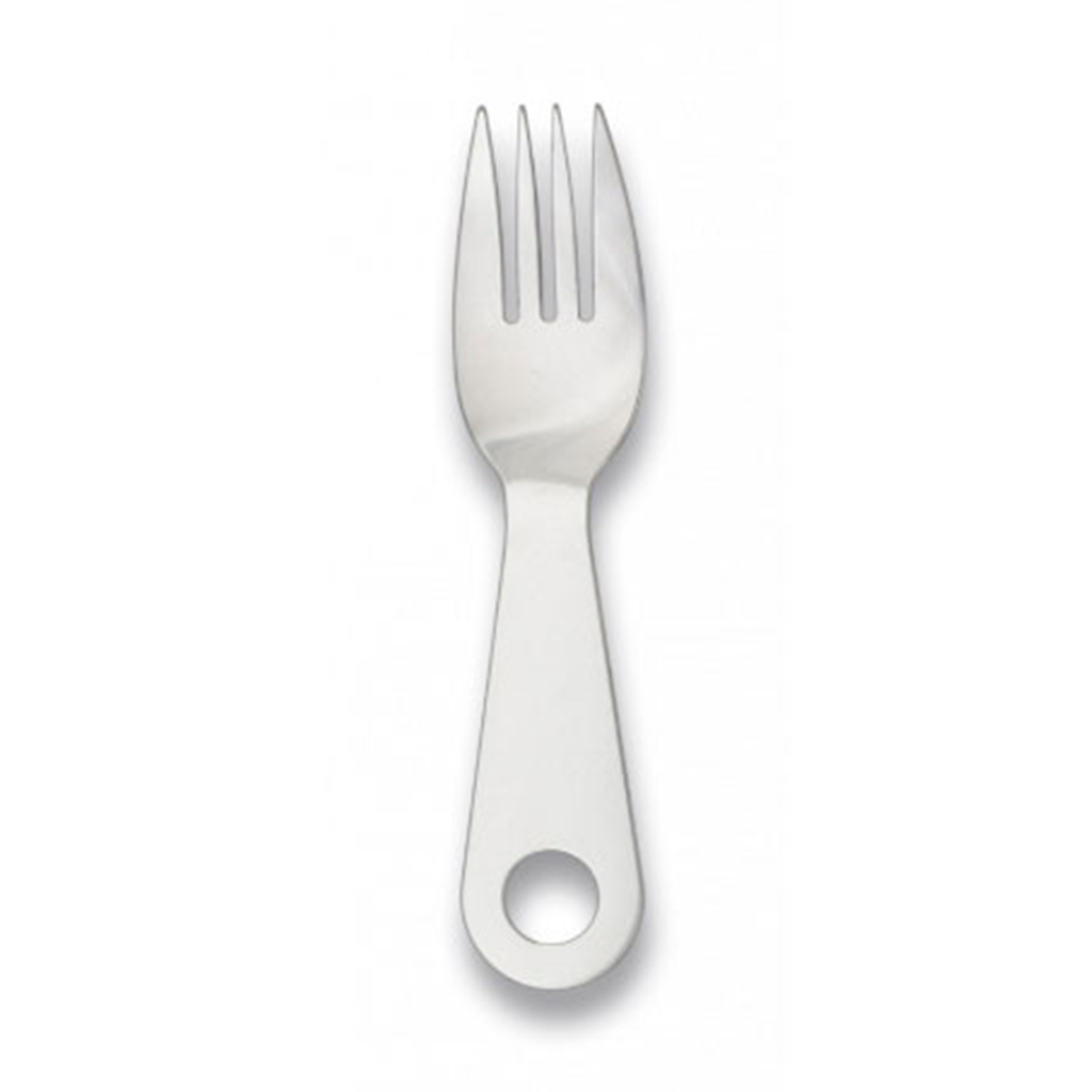 TENEDOR MILITAR ACERO PLATA