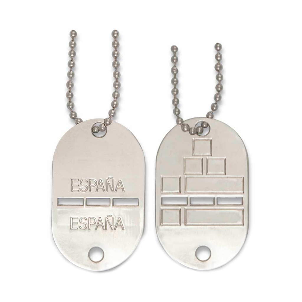 CHAPA IDENTIFICACION E.T. 1PCS PLATA ACERO INOX.