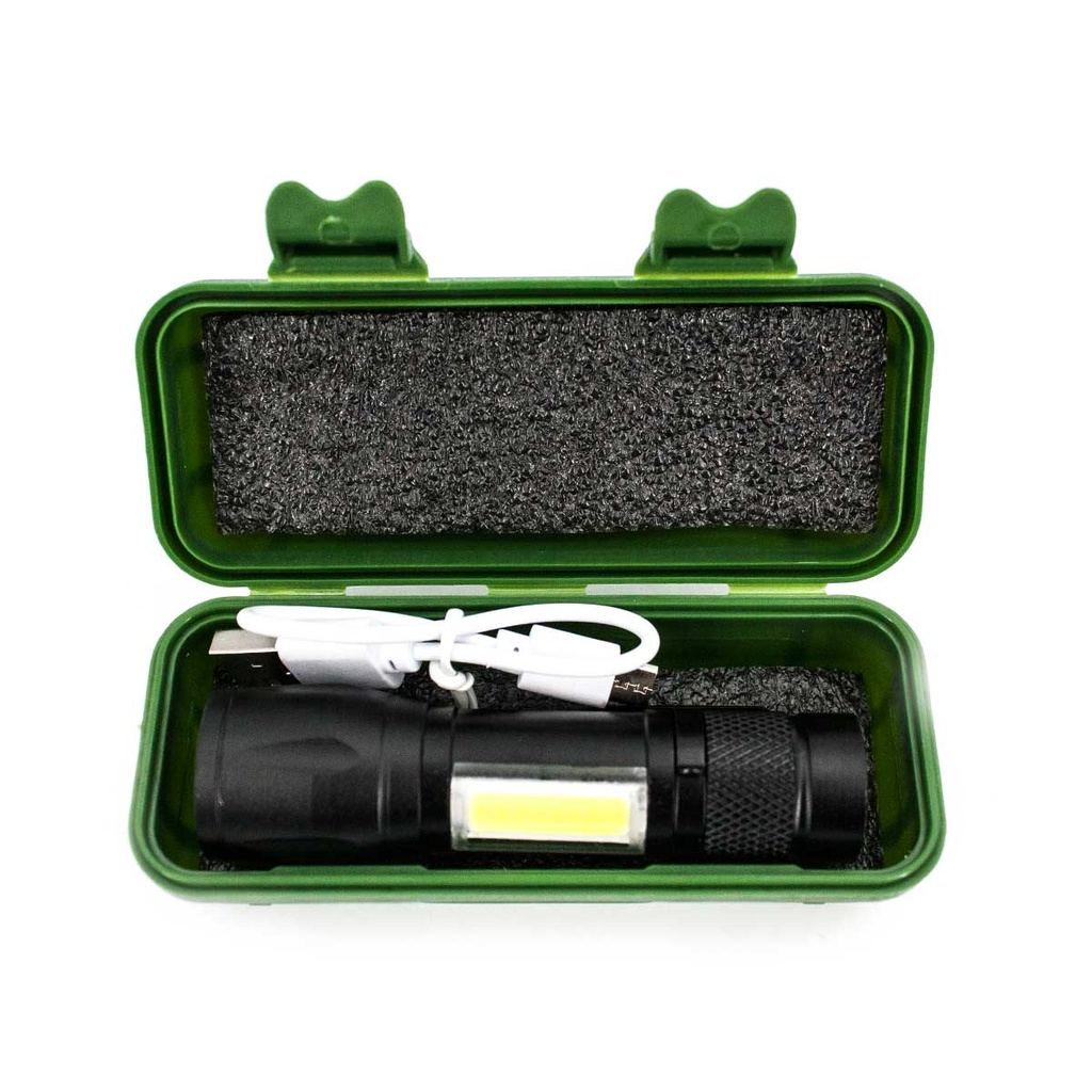 LINTERNA KELAISHUN  LED RECARGABLE C/USB GRANDE NEGRO CAJA VERDE
