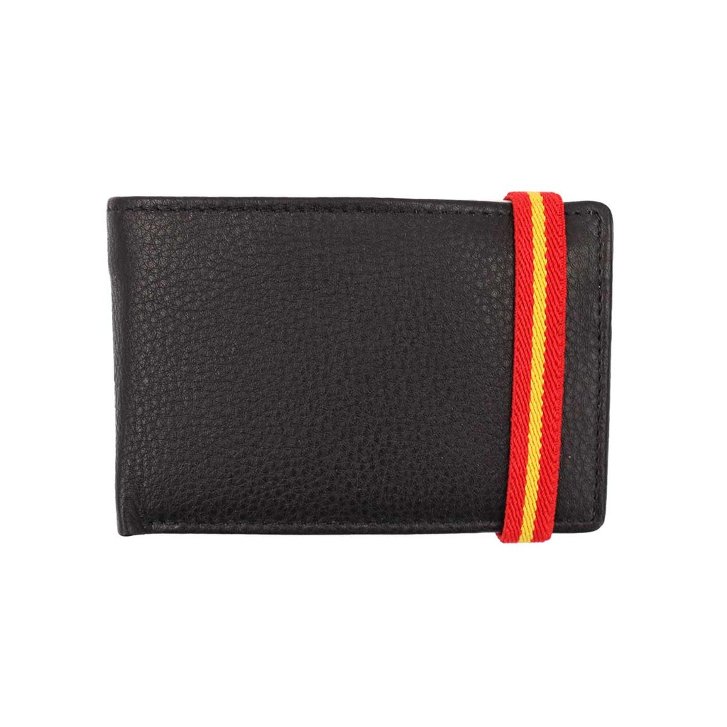 CARTERA PIEL BANDA ESPAÑA ELASTICA LATERAL NEGRA