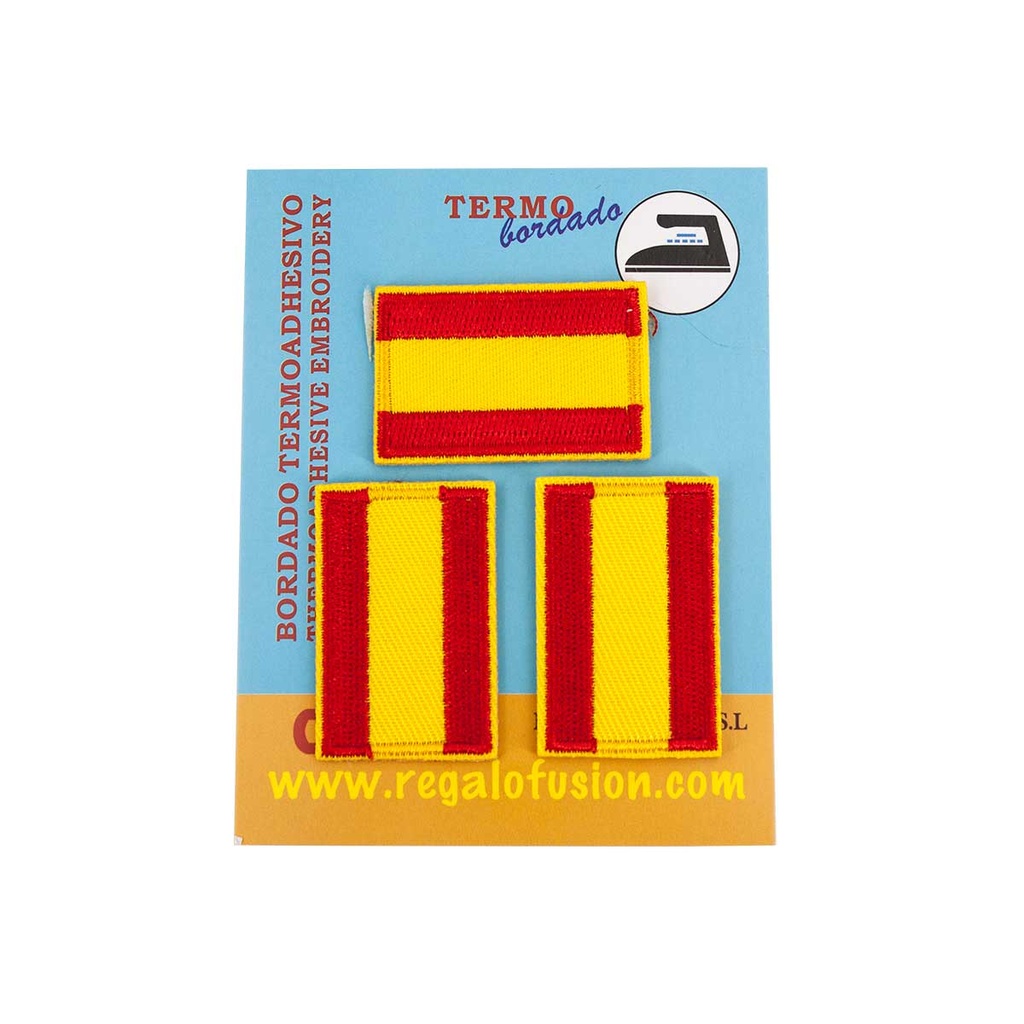 PARCHE BANDERA ESPAÑA BORDADO MEDIANO 3PCS LISO