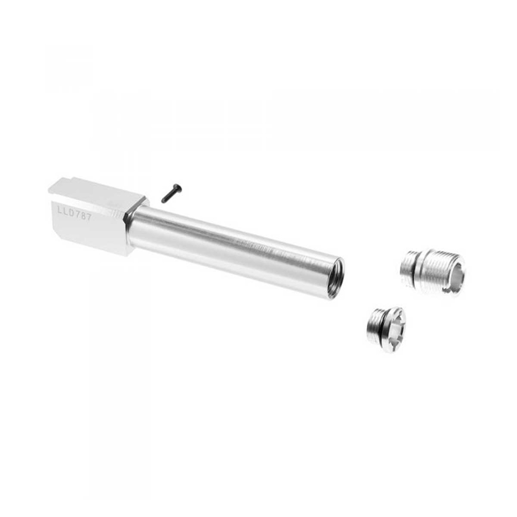 CAÑON EXTERNO ROSCADO LAYLAX/NINE BALL NON RECOIL GLOCK 19 PLATA