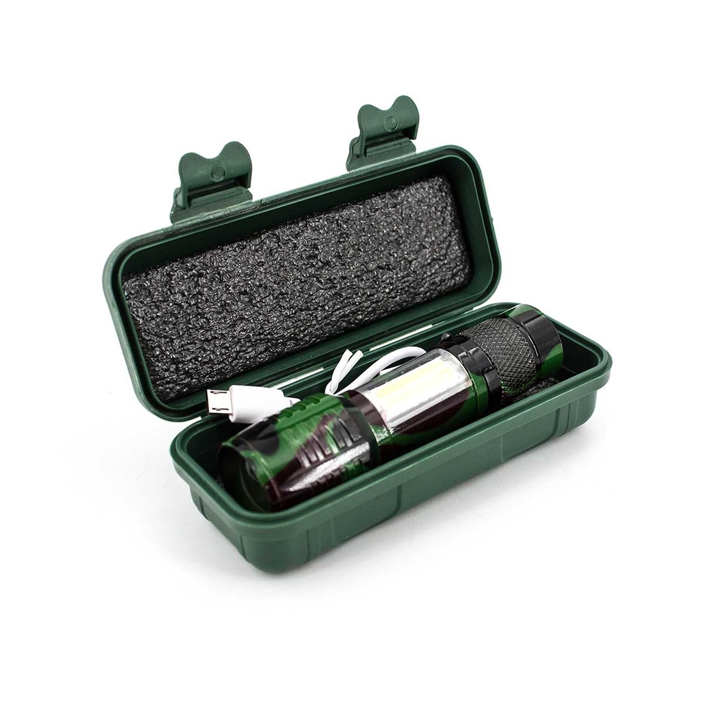 LINTERNA KELAISHUN  LED RECARGABLE CON USB MINI CAMO