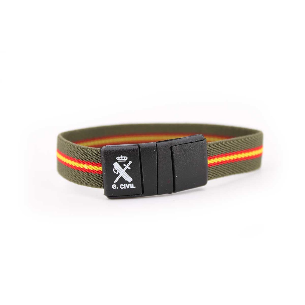 PULSERA ELASTICA GUARDIA CIVIL CIERRE PVC VERDE