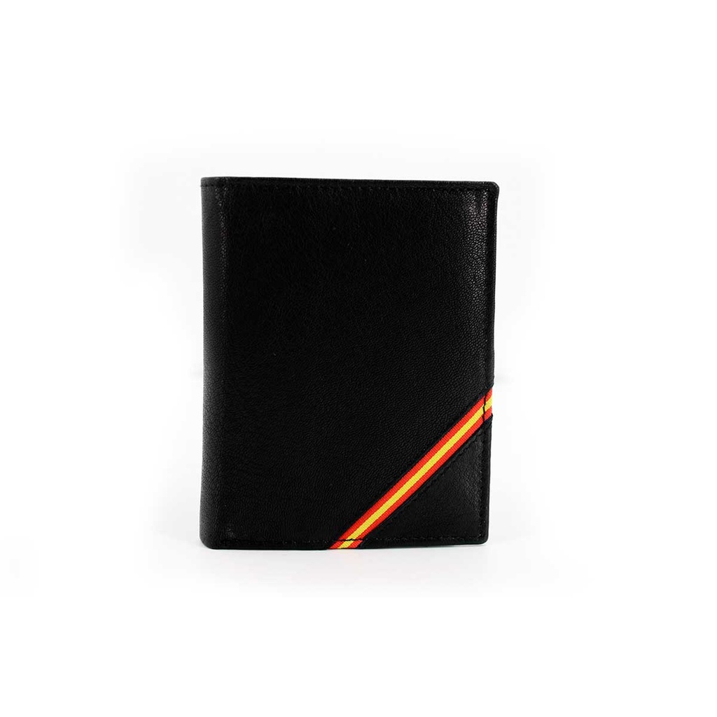 CARTERA PIEL BANDERA ESPAÑA LIBRO TRIANGULO NEGRA