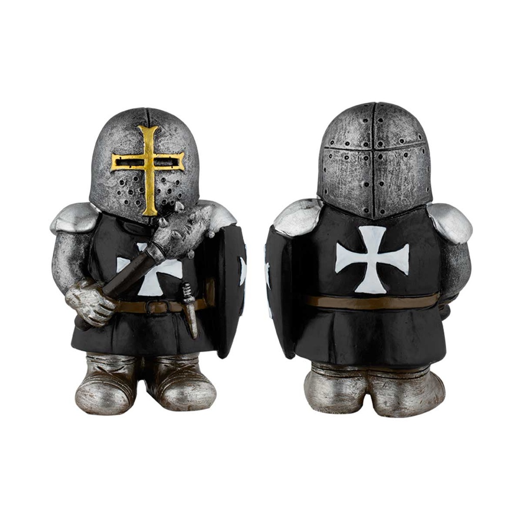 FIGURA RESINA TEMPLARIO CASCO Y MAZA GRIS-AMARILLO