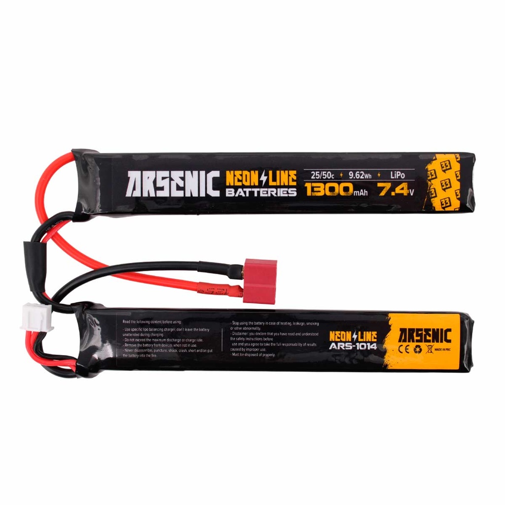 BATERIA ARSENIC PRO LIPO 7.4V 1300MAH 25C/50C 2STICK T-DEAN NEGRA