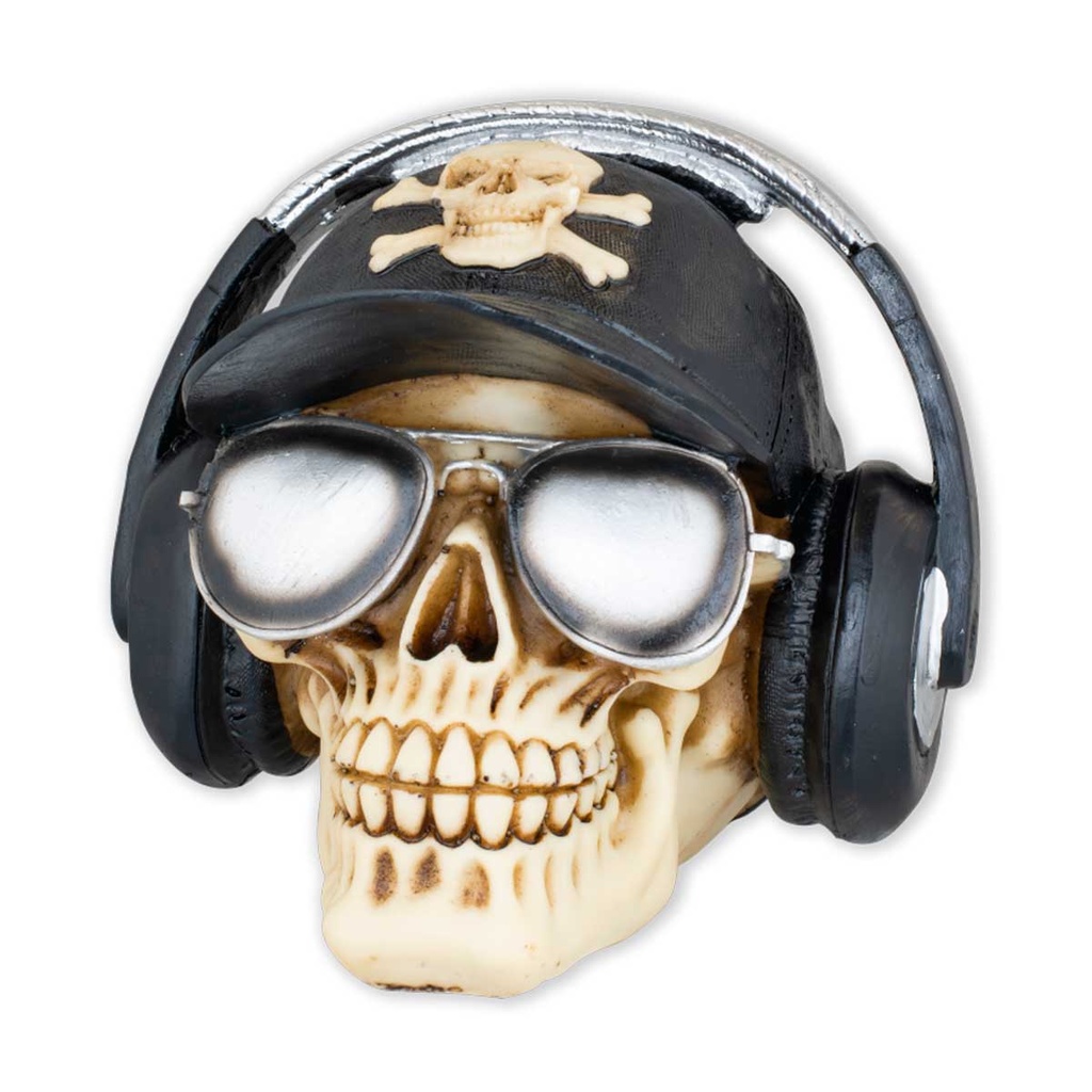 CABEZA RESINA CALAVERA CASCOS GAFAS GRIS-NEGRO