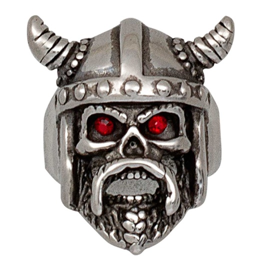 [16199-20] ANILLO VIKINGO OJOS ROJOS PLATA (20)