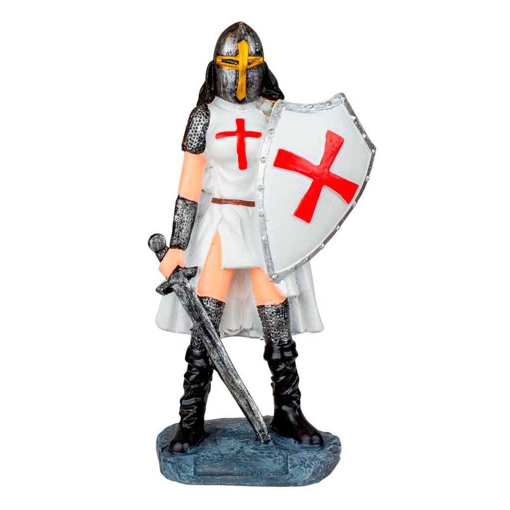 FIGURA TEMPLARIA ESPADA Y ESCUDO 8 CM BLANCO