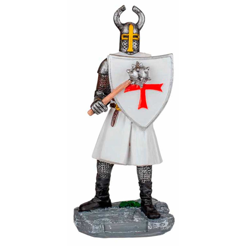 FIGURA TEMPLARIO MAZA Y ESCUDO 8 CM BLANCO