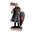 FIGURA TEMPLARIO BANDERA Y ESCUDO 12 CM NEGRA