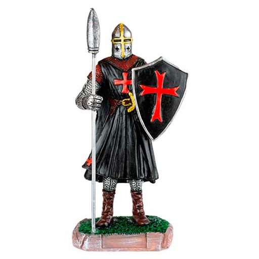[39519] FIGURA TEMPLARIO LANZA Y ESCUDO 8 CM NEGRA