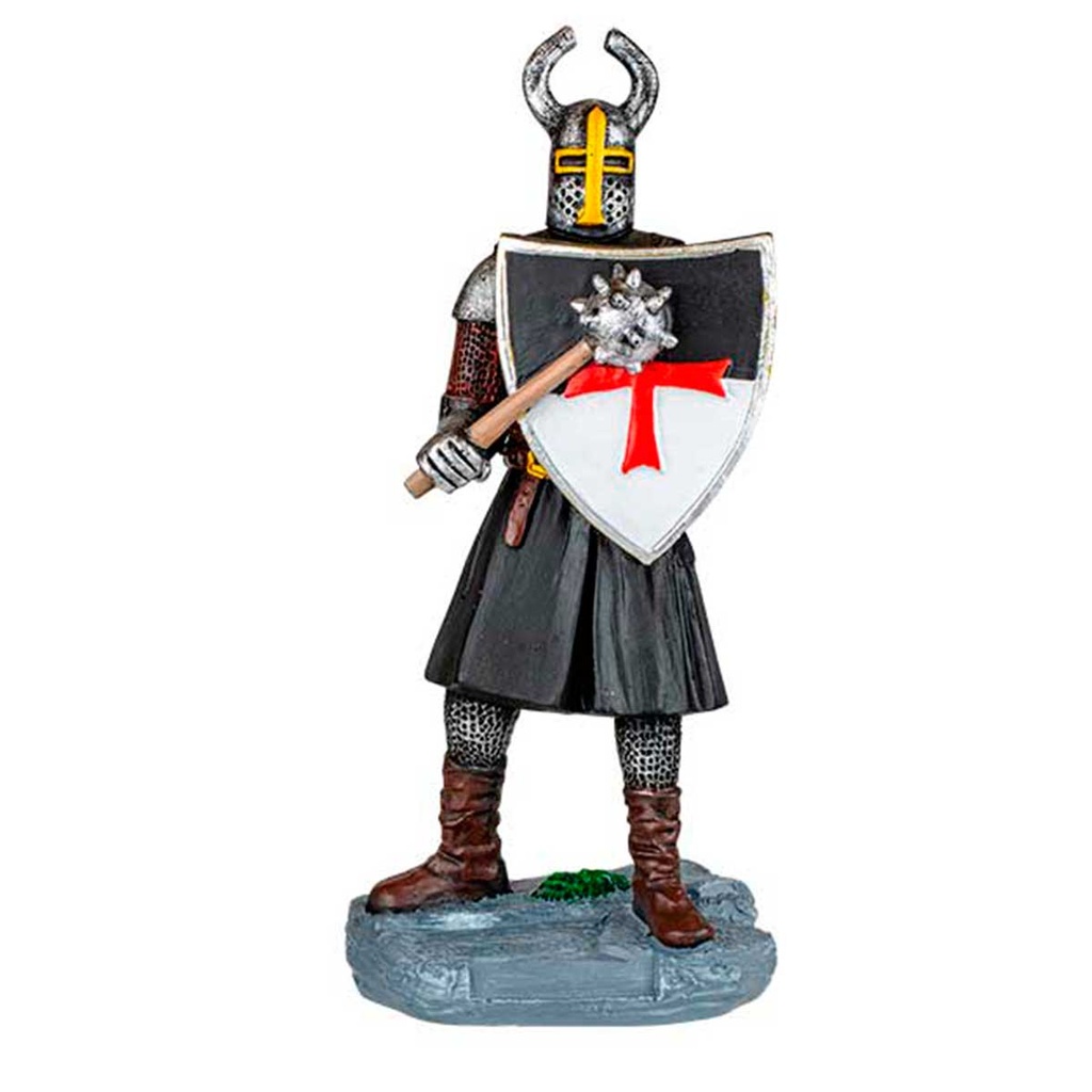 FIGURA TEMPLARIO MAZA Y ESCUDO 18 CM NEGRA