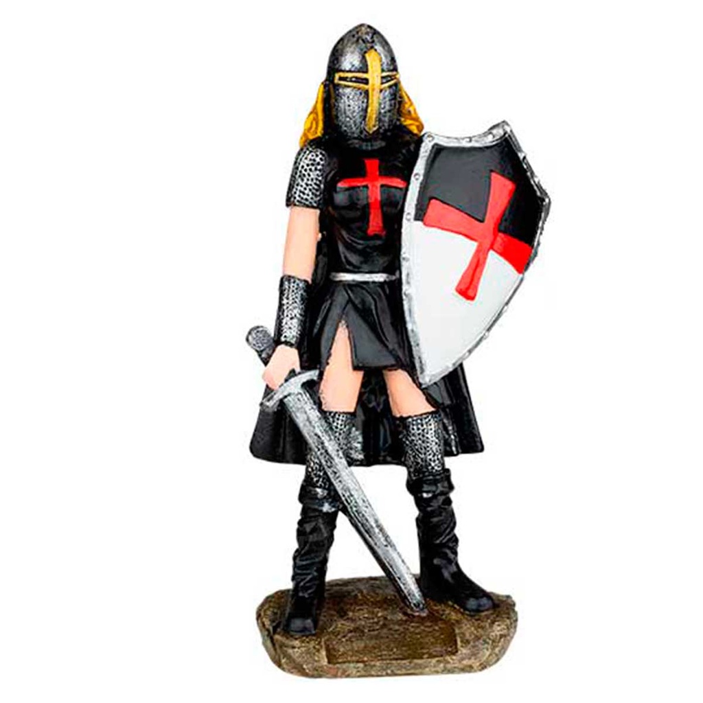 FIGURA TEMPLARIA ESPADA Y ESCUDO 12 CM NEGRA