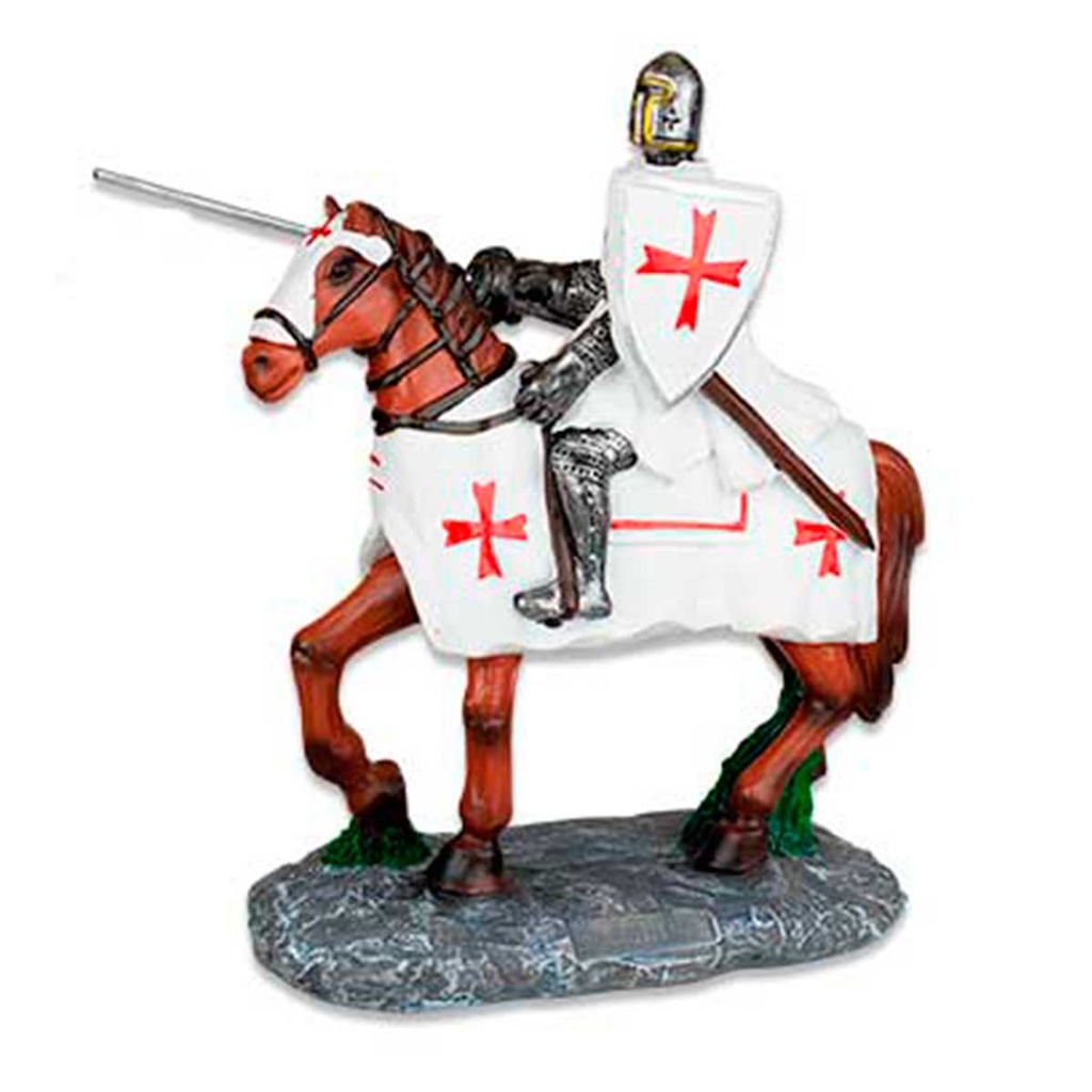 CABALLO TEMPLARIO MARRON 20 CM LANZA