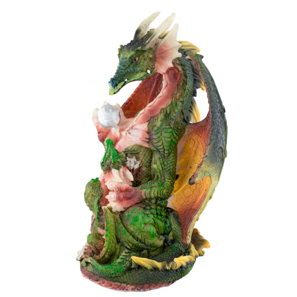 FIGURA RESINA DRAGON CON BEBE 20  CM