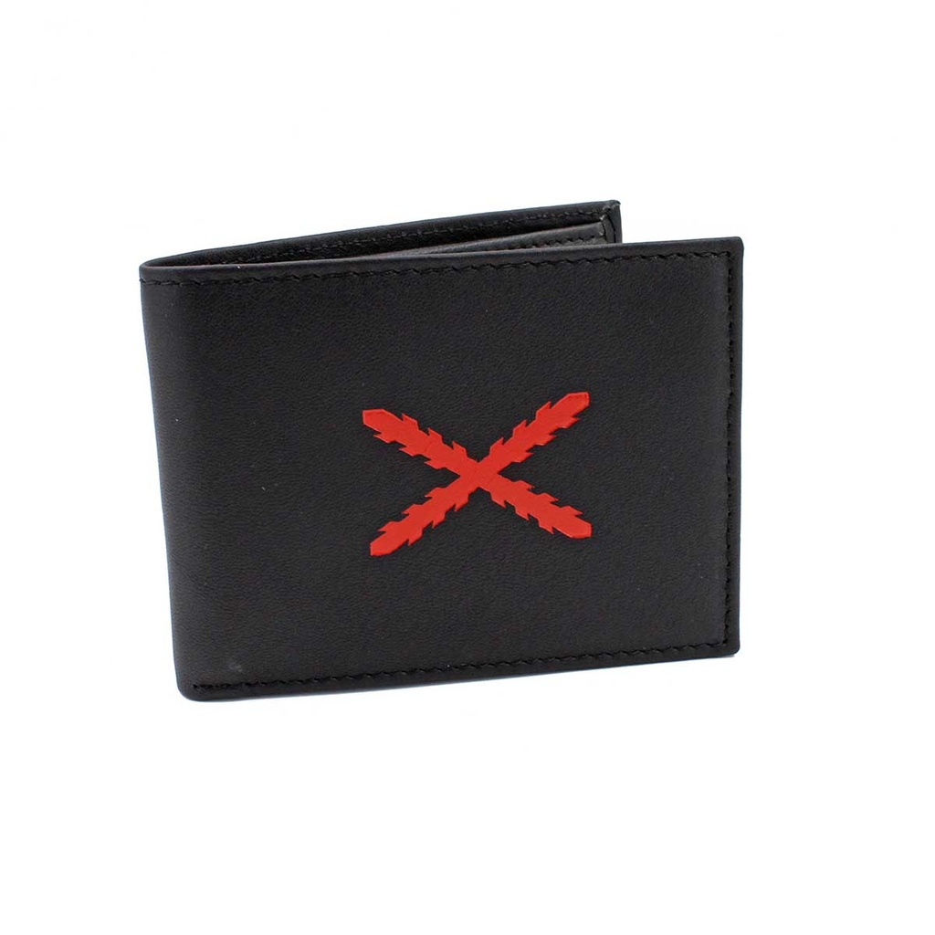 CARTERA PIEL BORGOÑA BANDA ESPAÑA NEGRA