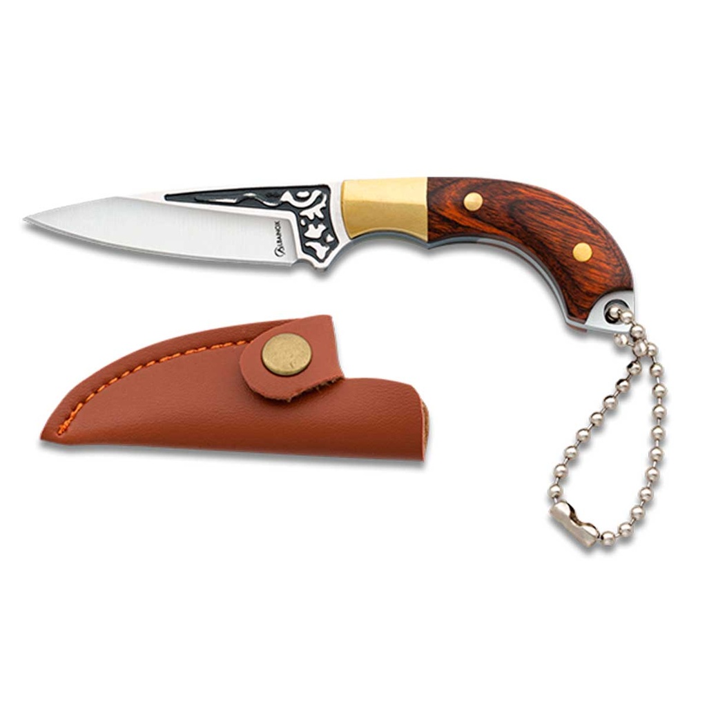 CUCHILLO ALBAINOX MINI MADERA 9.2CM C/FUNDA
