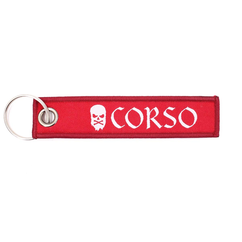 LLAVERO CORSO CINTA RECTANGULAR ROJO