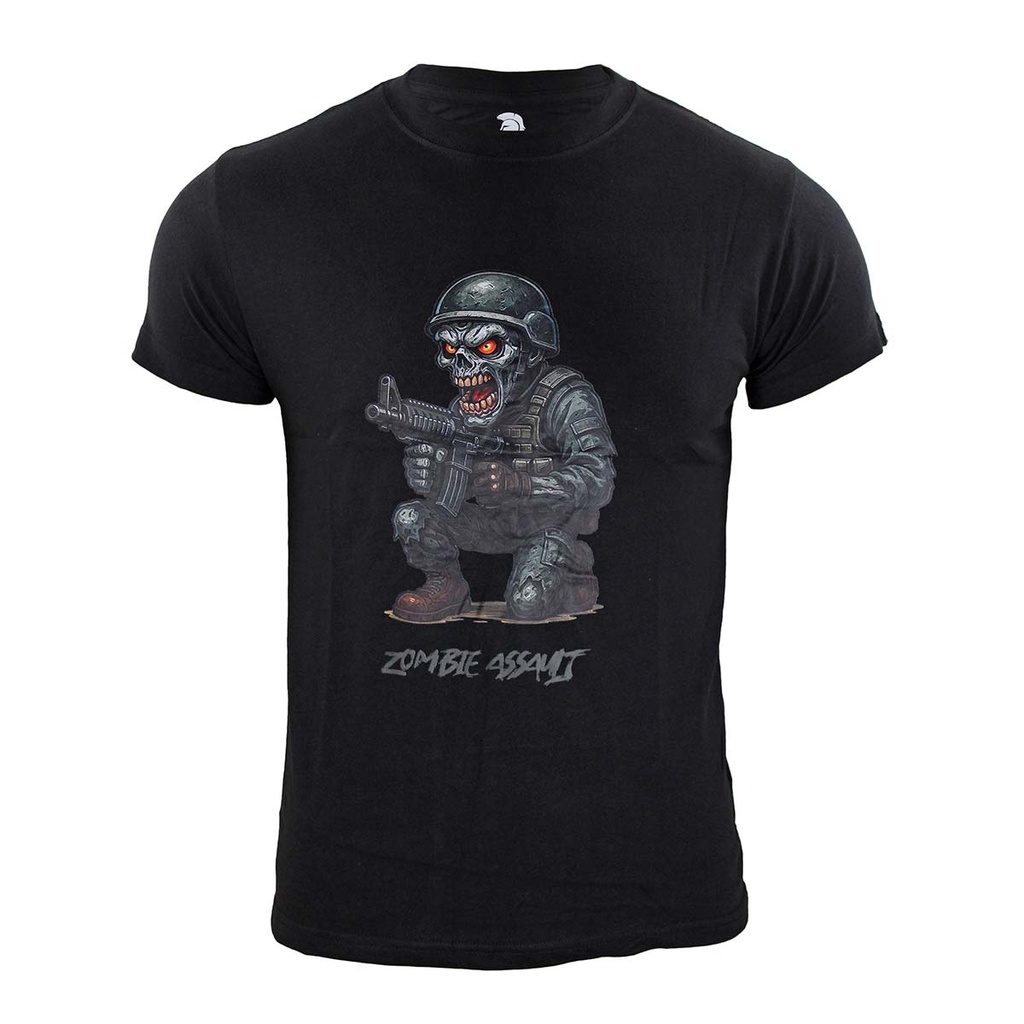 CAMISETA IMMORTAL ZOMBIE FUSIL CASCO NEGRA